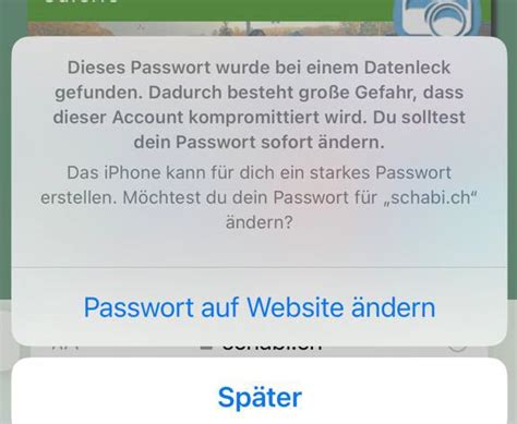 dieses passwort wurde bei einem datenleck gefunden|Meldung angezeigt: Kompromittiertes Passw…